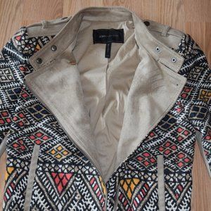 BCBG Max Azria tribal moto Ziggy suede look jacket, EUC Sz XXS